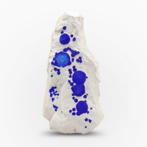 Blue Azurite sun crystals on creamy white Kaolinite