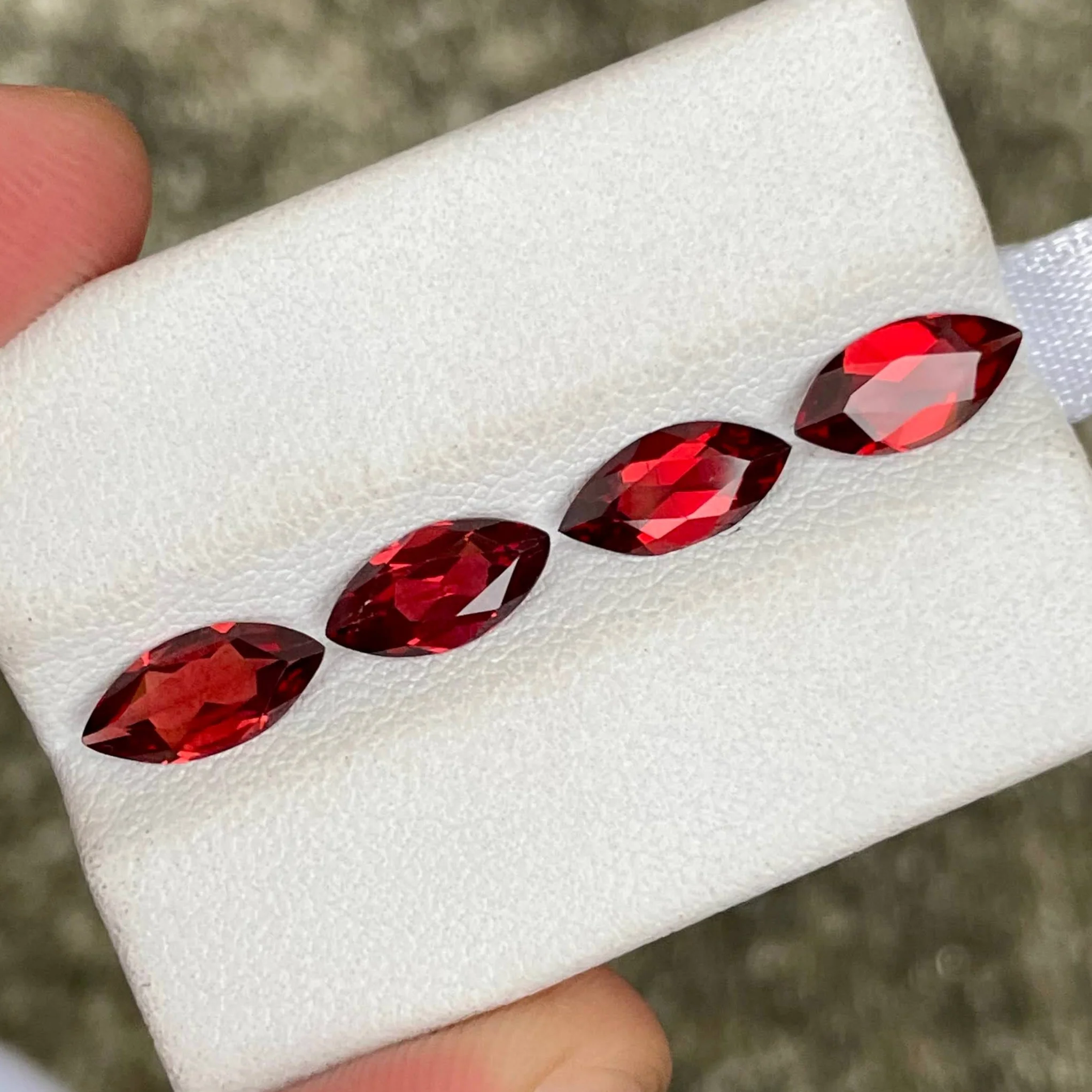 18_3db0c038-4b8c-4db6-924d-b0792aa636de 3.98 carats Deep Red Garnet Gems Set Marquise Cut African Gemstones - Image 1